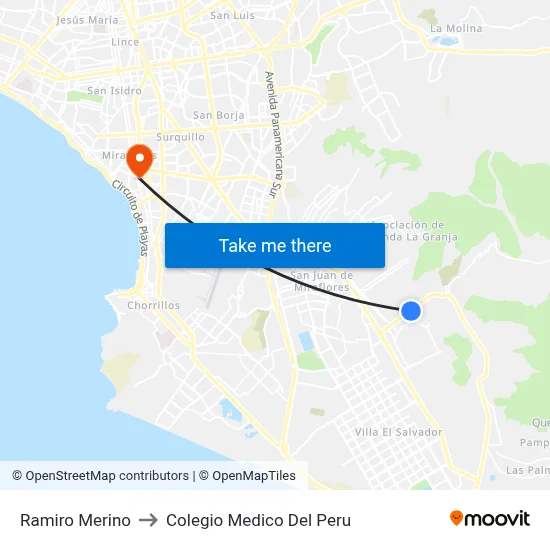 Ramiro Merino to Colegio Medico Del Peru map