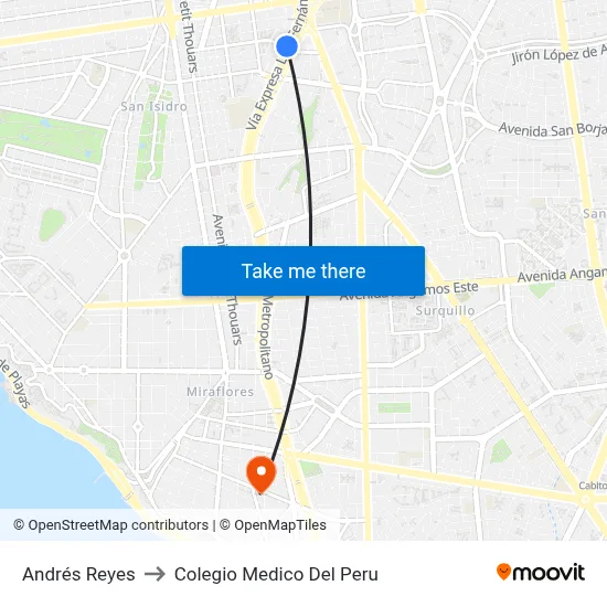 Andrés Reyes to Colegio Medico Del Peru map