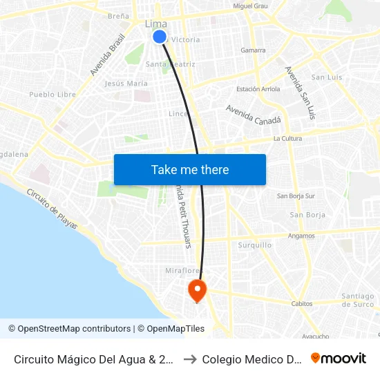 Circuito Mágico Del Agua & 28 De Julio to Colegio Medico Del Peru map