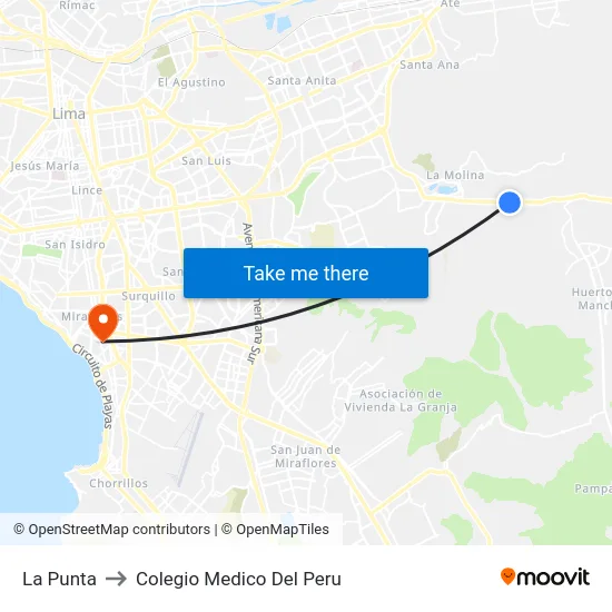 La Punta to Colegio Medico Del Peru map
