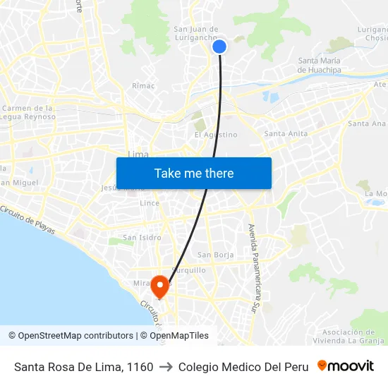 Santa Rosa De Lima, 1160 to Colegio Medico Del Peru map