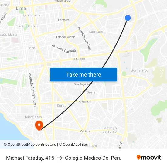 Michael Faraday, 415 to Colegio Medico Del Peru map