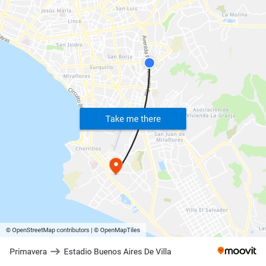 Primavera to Estadio Buenos Aires De Villa map