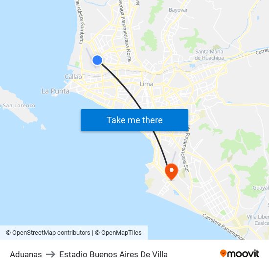 Aduanas to Estadio Buenos Aires De Villa map