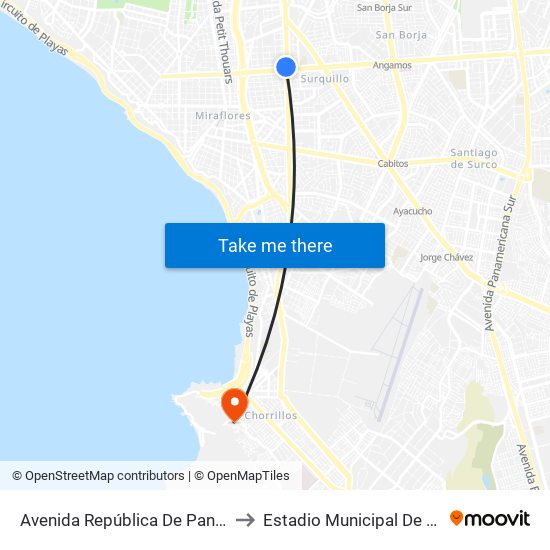 Avenida República De Panamá, 4746 to Estadio Municipal De Chorrillos map