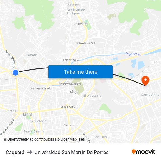 Caquetá to Universidad San Martín De Porres map