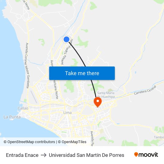 Entrada Enace to Universidad San Martín De Porres map