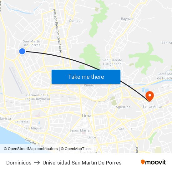 Dominicos to Universidad San Martín De Porres map