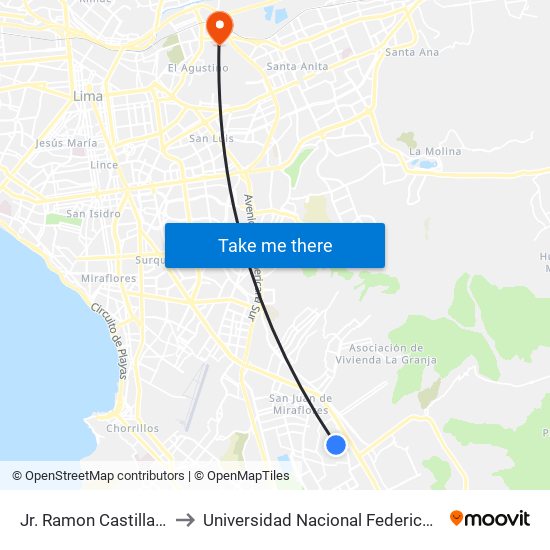 Jr. Ramon Castilla, 1049 to Universidad Nacional Federico Villareal map