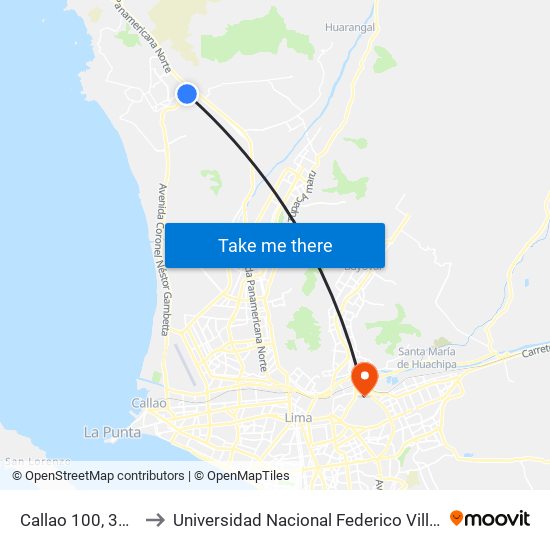 Callao 100, 3822 to Universidad Nacional Federico Villareal map