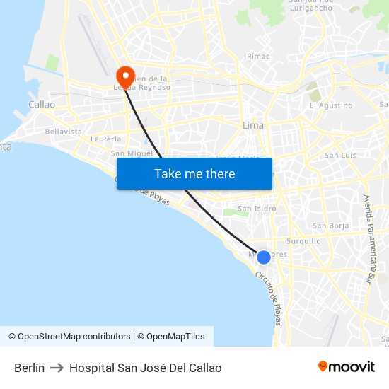 Berlín to Hospital San José Del Callao map