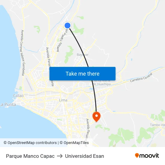 Parque Manco Capac to Universidad Esan map