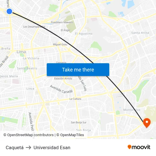 Caquetá to Universidad Esan map