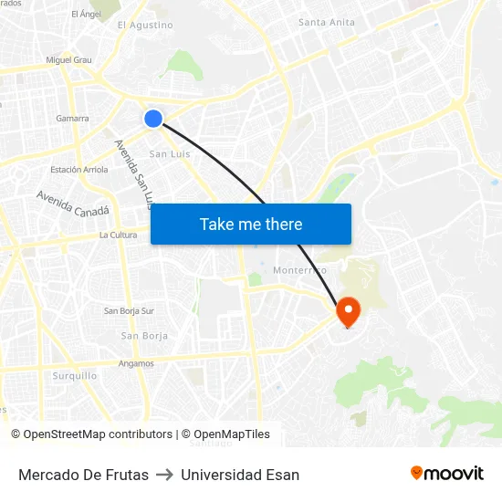 Mercado De Frutas to Universidad Esan map