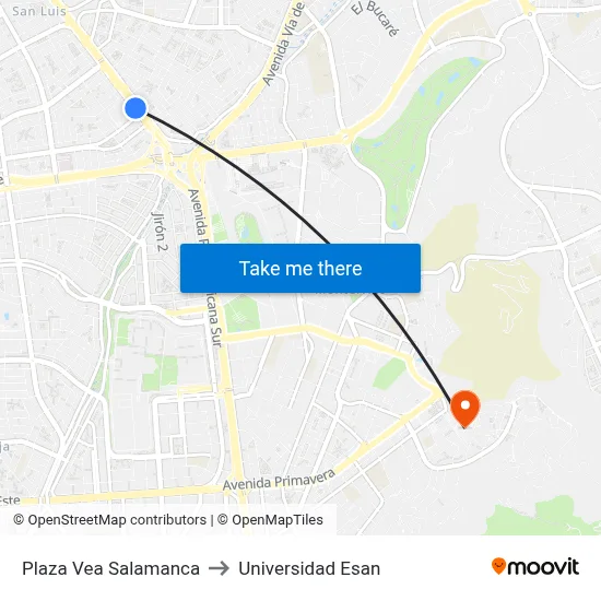 Plaza Vea Salamanca to Universidad Esan map