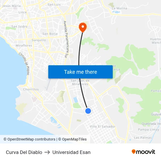 Curva Del Diablo to Universidad Esan map