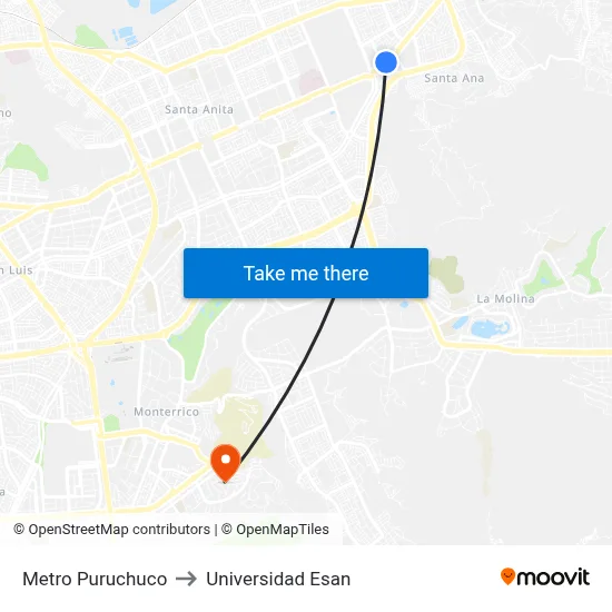 Metro Puruchuco to Universidad Esan map