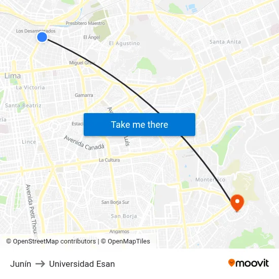 Junín to Universidad Esan map