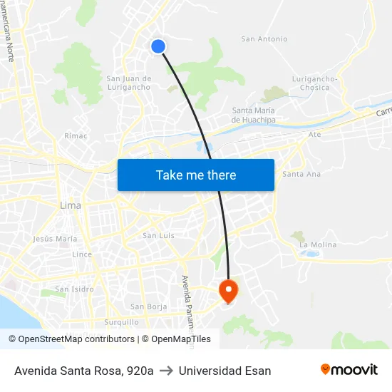 Avenida Santa Rosa, 920a to Universidad Esan map