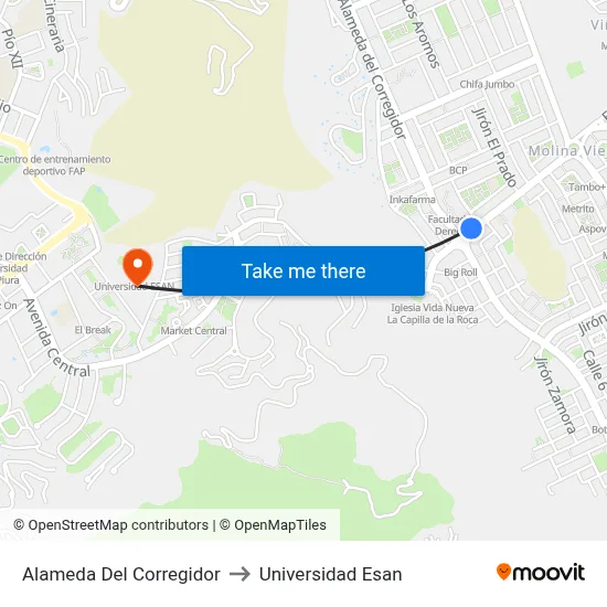 Alameda Del Corregidor to Universidad Esan map