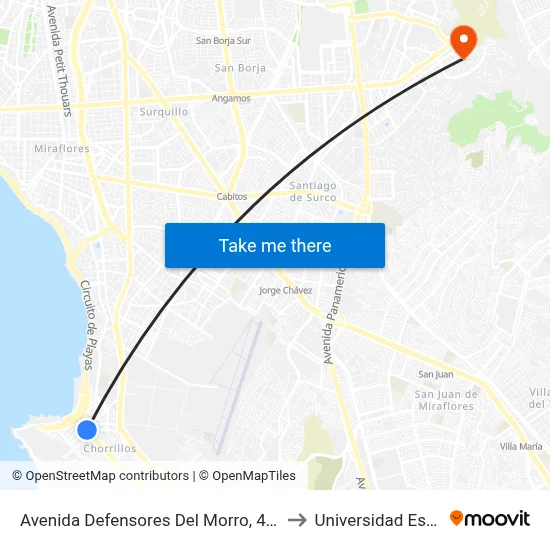 Avenida Defensores Del Morro, 413 to Universidad Esan map