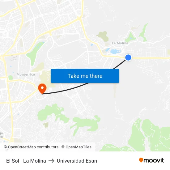 El Sol - La Molina to Universidad Esan map