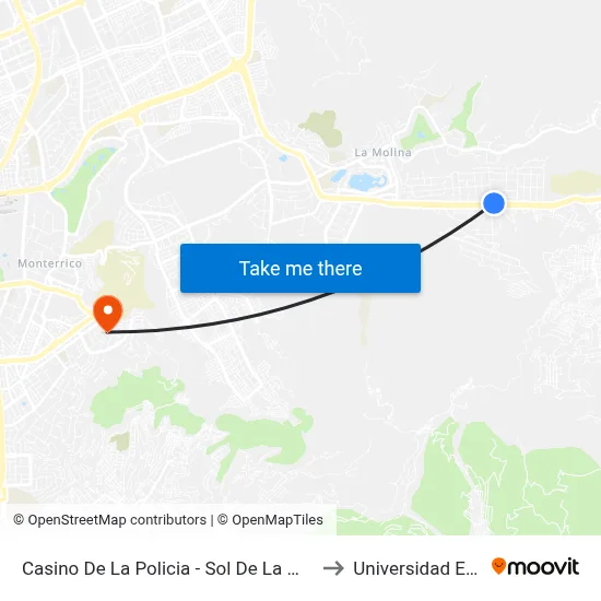 Casino De La Policia - Sol De La Molina to Universidad Esan map
