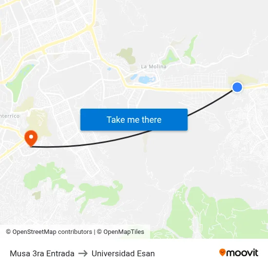 Musa 3ra Entrada to Universidad Esan map