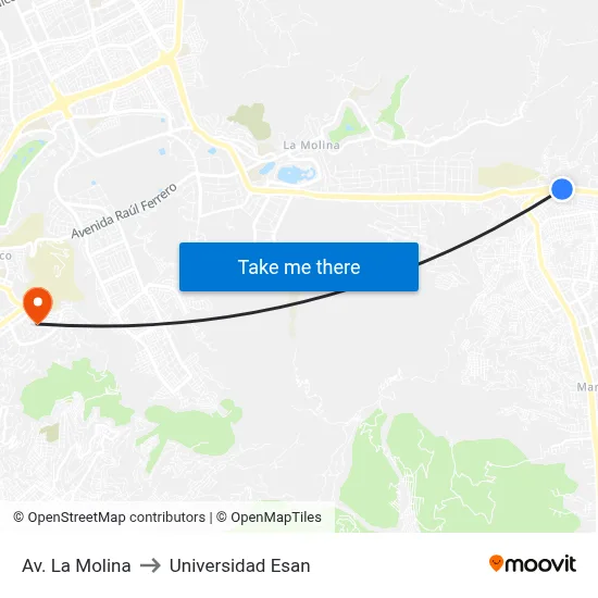 Av. La Molina to Universidad Esan map