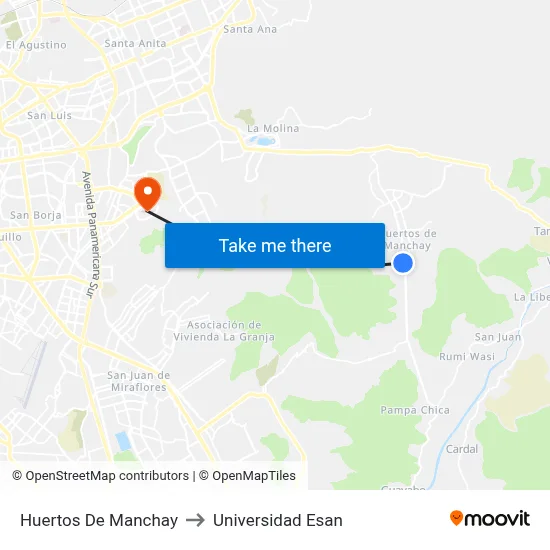 Huertos De Manchay to Universidad Esan map