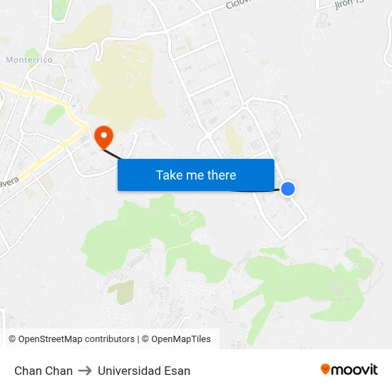 Chan Chan to Universidad Esan map