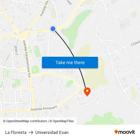 La Floresta to Universidad Esan map