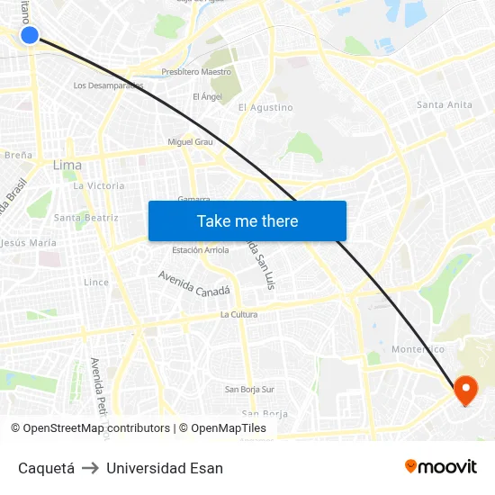 Caquetá to Universidad Esan map