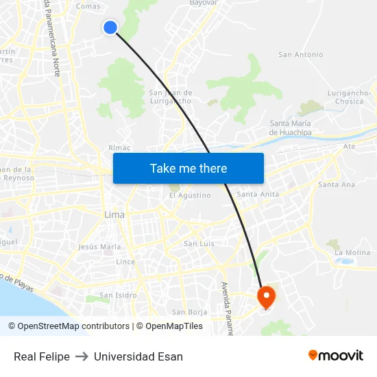 Real Felipe to Universidad Esan map