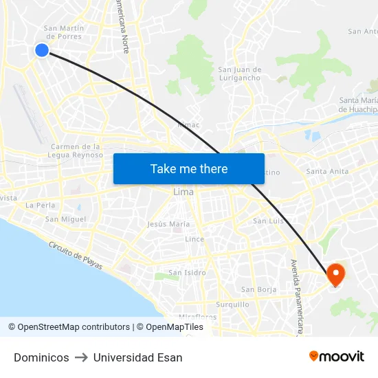 Dominicos to Universidad Esan map