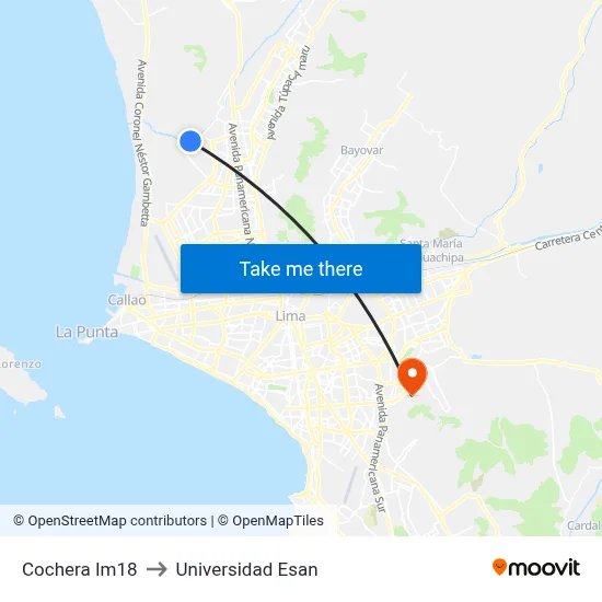 Cochera Im18 to Universidad Esan map