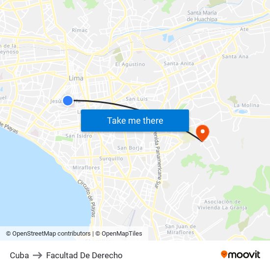 Cuba to Facultad De Derecho map
