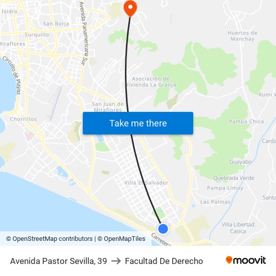 Avenida Pastor Sevilla, 39 to Facultad De Derecho map
