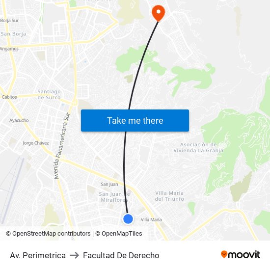 Av. Perimetrica to Facultad De Derecho map