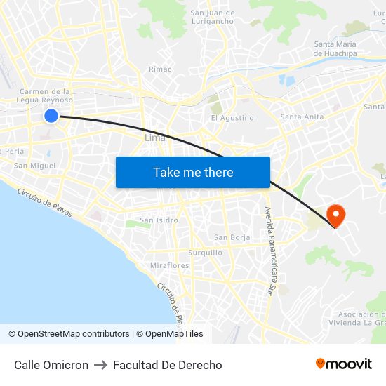 Calle Omicron to Facultad De Derecho map