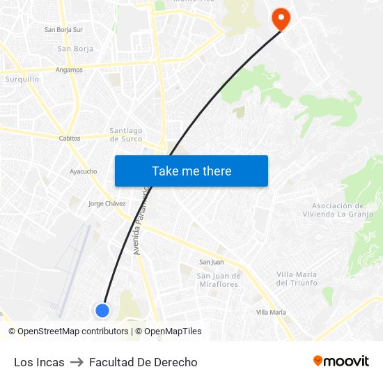 Los Incas to Facultad De Derecho map