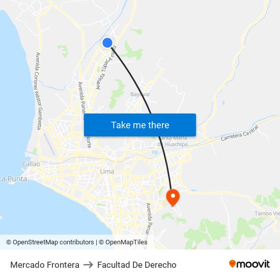 Mercado Frontera to Facultad De Derecho map
