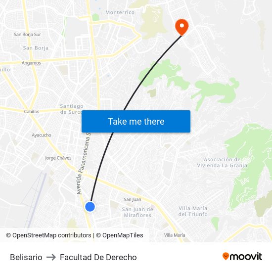 Belisario to Facultad De Derecho map