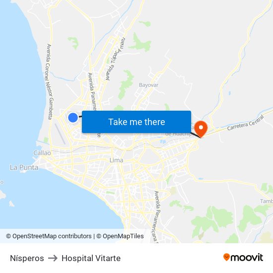 Nísperos to Hospital Vitarte map