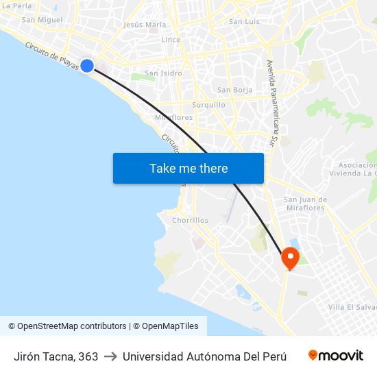 Jirón Tacna, 363 to Universidad Autónoma Del Perú map