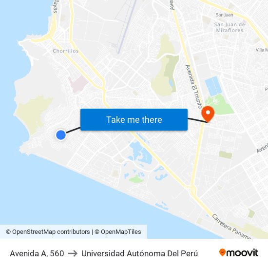 Avenida A, 560 to Universidad Autónoma Del Perú map