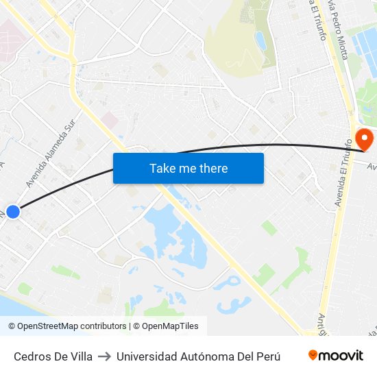 Cedros De Villa‎ to Universidad Autónoma Del Perú map