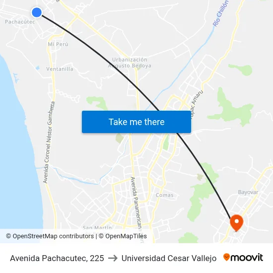 Avenida Pachacutec, 225 to Universidad Cesar Vallejo map