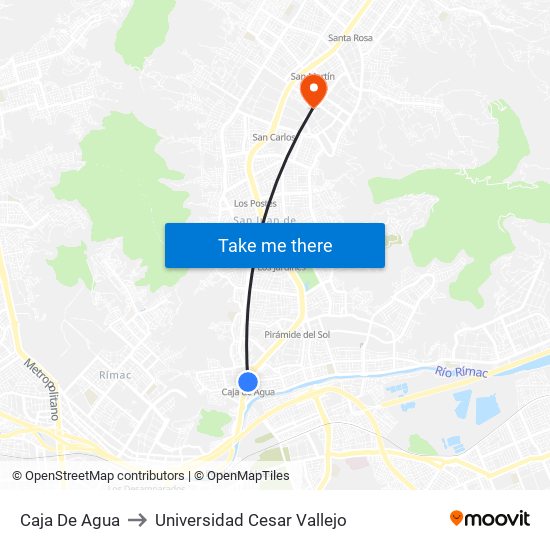 Caja De Agua to Universidad Cesar Vallejo map