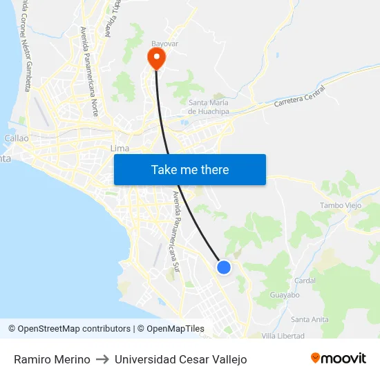 Ramiro Merino to Universidad Cesar Vallejo map